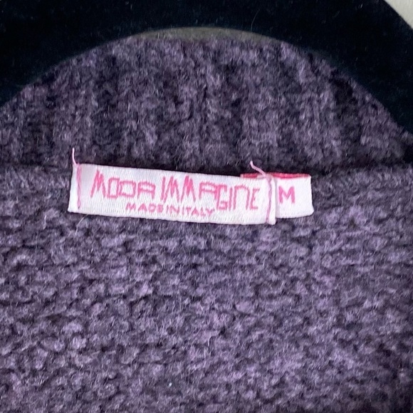 Moda Immagine Women’s Purple Short Sleeve Cable Knit Button Front Cardigan Sz M - Picture 5 of 12